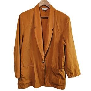 Vintage Blazer Women Size 18 Brown 90s Fitted Glam Rock Preppy Going Out Neutral